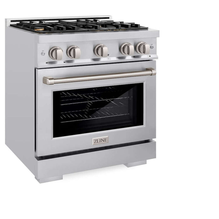 ZLINE 30 in. 4.2 cu. ft. Select Gas Range with Convection Gas Oven in Stainless Steel with 4 Brass Burners (HGR-BR-30)