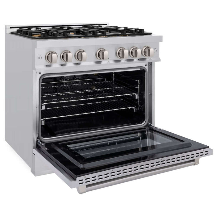 ZLINE 36 in. 5.2 cu. ft. Select Gas Range with Convection Gas Oven in Stainless Steel with 6 Brass Burners (HGR-BR-36)