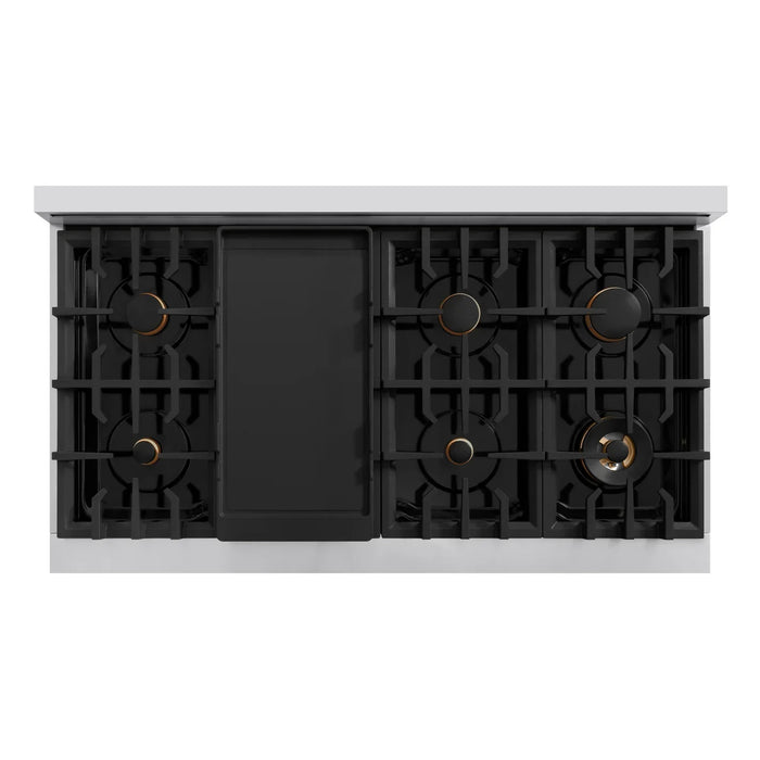 ZLINE 48" 6.7 cu. ft. Select Double Oven Gas Range in Stainless Steel with 8 Brass Burners, HGR-BR-48