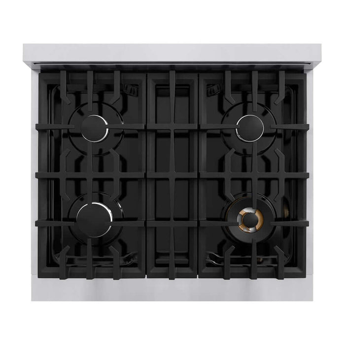 ZLINE 30 in. 4.2 cu. ft. Select Gas Range with 4 Burner Cooktop and Convection Gas Oven in Stainless Steel (HGR30)