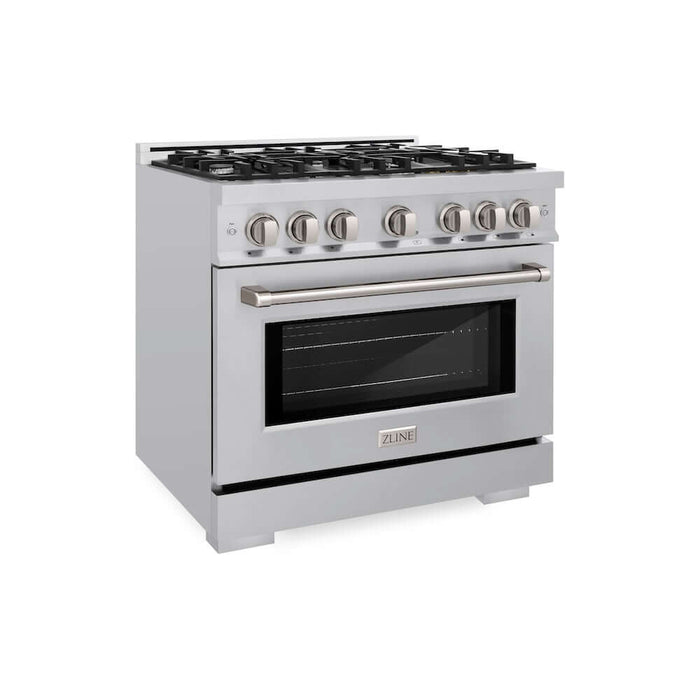 ZLINE 36 in. 5.2 cu. ft. Select Gas Range with 6 Burner Cooktop and Convection Gas Oven in Stainless Steel (HGR36)