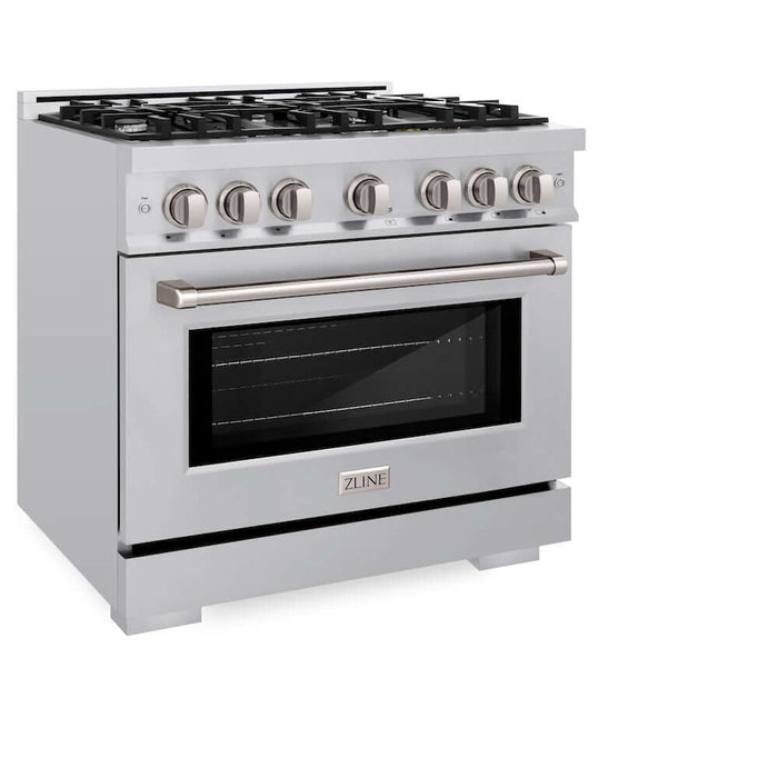 ZLINE 36 in. 5.2 cu. ft. Select Gas Range with 6 Burner Cooktop and Convection Gas Oven in Stainless Steel (HGR36)