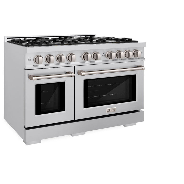 ZLINE 48 in. 6.7 cu. ft. Select Double Oven Gas Range with 8 Burner Cooktop in Stainless Steel (HGR48)