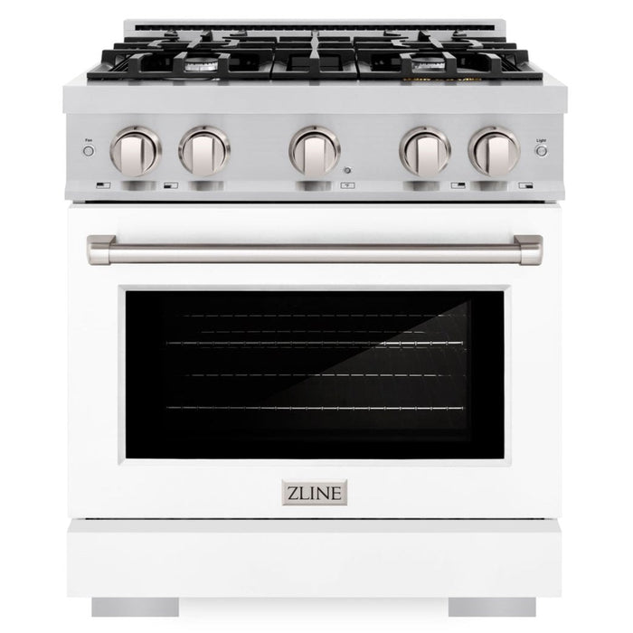 ZLINE 30" 4.2 cu. ft. Select Dual Fuel Range with 4 Burners in Stainless Steel with White Matte Door, HDR-WM-30