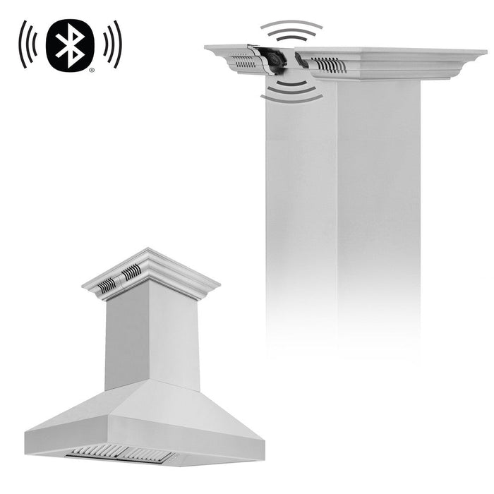 ZLINE Professional Island Mount Range Hood in Stainless Steel with Built-in CrownSound Bluetooth Speakers (597iCRN-BT)