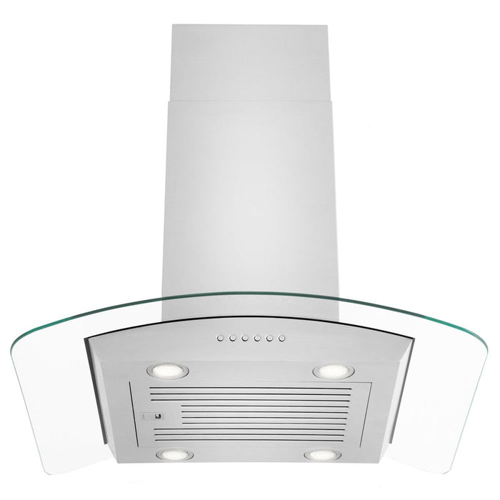 ZLINE Alpine Series Convertible Island Mount Range Hood in Stainless Steel and Glass (ALP70IS)