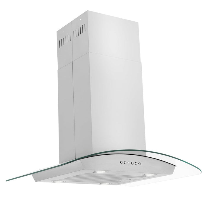 ZLINE Alpine Series Convertible Island Mount Range Hood in Stainless Steel and Glass (ALP70IS)