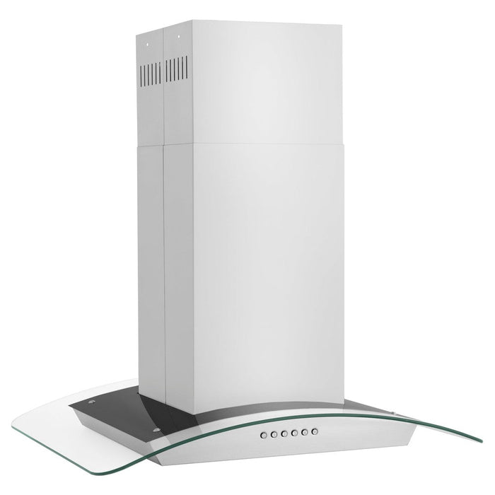 ZLINE Alpine Series Convertible Island Mount Range Hood in Stainless Steel and Glass (ALP70IS)