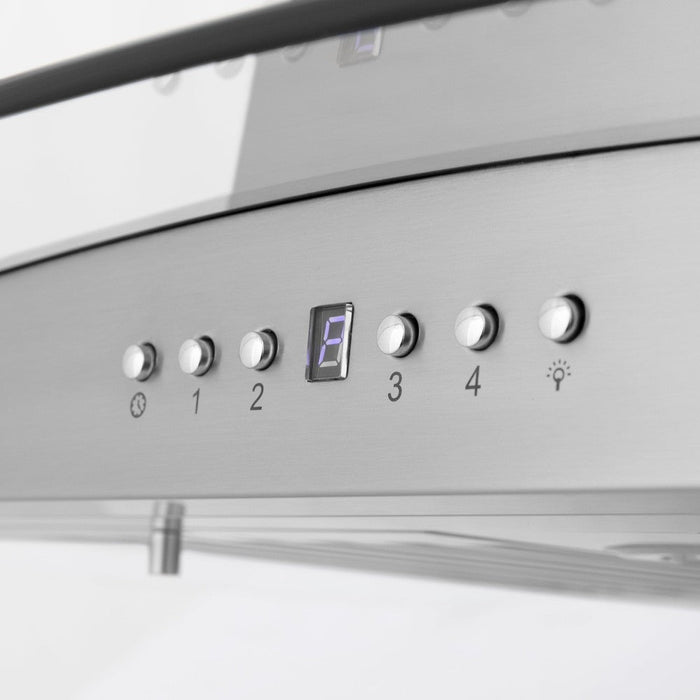 ZLINE Island Mount Range Hood in Stainless Steel and Glass with Built-in CrownSound Bluetooth Speakers (GL5iCRN-BT)