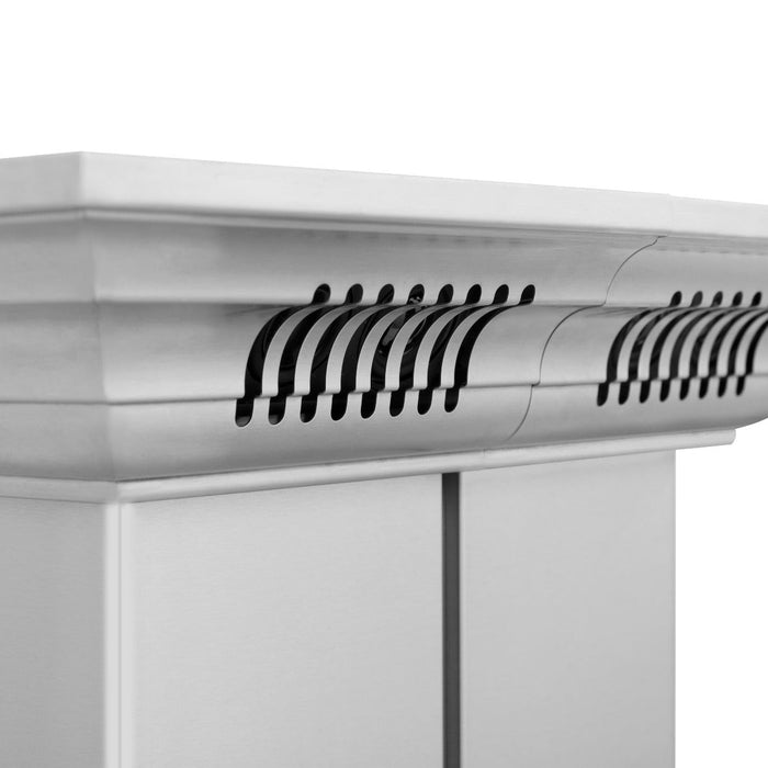 ZLINE 48 in. Island Mount Range Hood in Stainless Steel with Built-in CrownSound‚ Bluetooth Speakers, KE2iCRN-BT-48