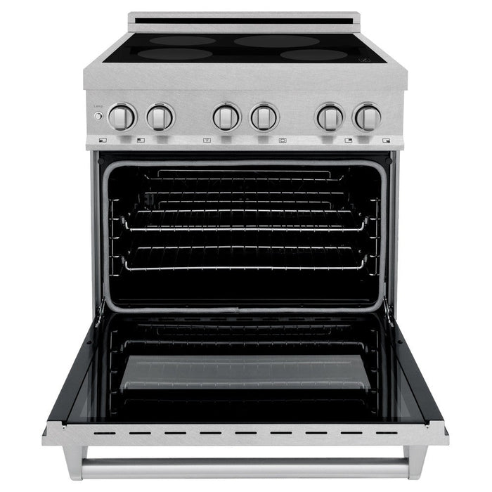 ZLINE 30 in. 4.0 cu. ft. Legacy Induction Range with 4 Element Cooktop and Electric Oven in DuraSnow® Stainless Steel (RAINDS-SN-30)