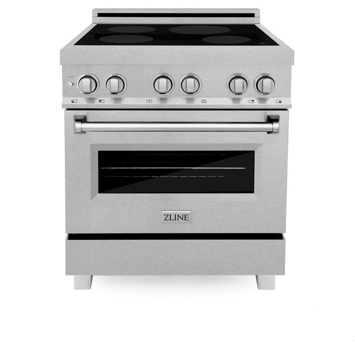 ZLINE 30 in. 4.0 cu. ft. Legacy Induction Range with 4 Element Cooktop and Electric Oven in DuraSnow® Stainless Steel (RAINDS-SN-30)