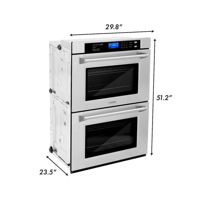 ZLINE Kitchen Appliance Package with 36 in. Stainless Steel Rangetop and 30 in. Double Wall Oven, 2KP-RTAWD36