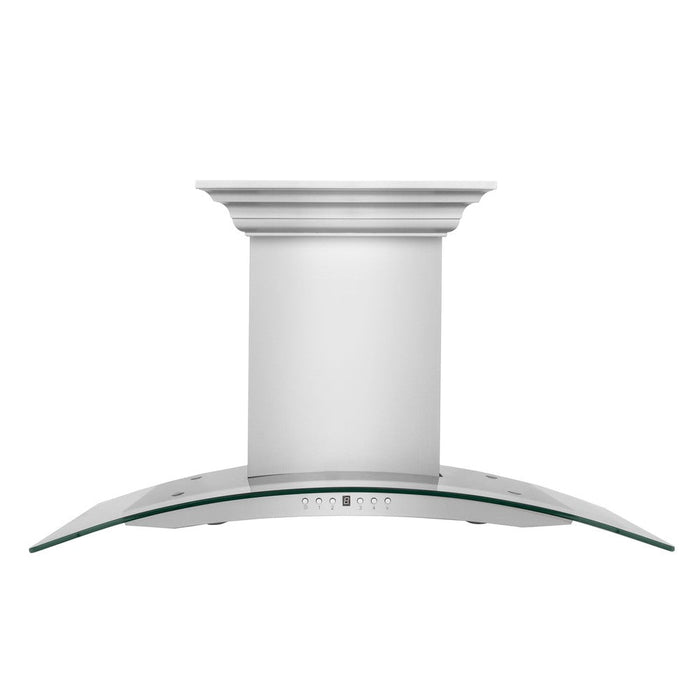 ZLINE Ducted Vent Wall Mount Range Hood in Stainless Steel and Glass with Built-in CrownSound Bluetooth Speakers (KN4CRN-BT)