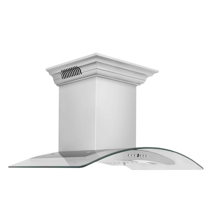 ZLINE Ducted Vent Wall Mount Range Hood in Stainless Steel and Glass with Built-in CrownSound Bluetooth Speakers (KN4CRN-BT)