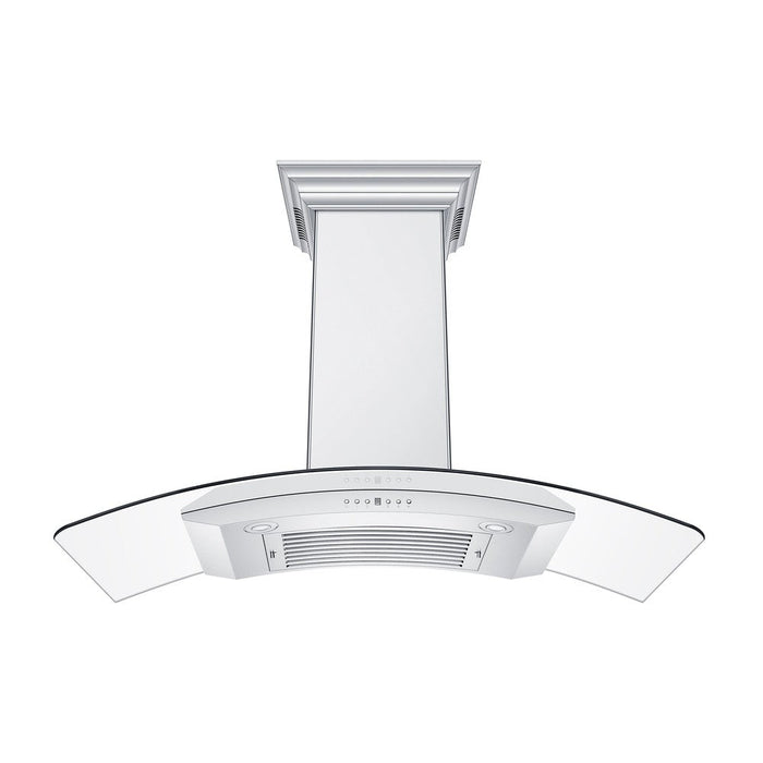 ZLINE Ducted Vent Wall Mount Range Hood in Stainless Steel and Glass with Built-in CrownSound Bluetooth Speakers (KN4CRN-BT)