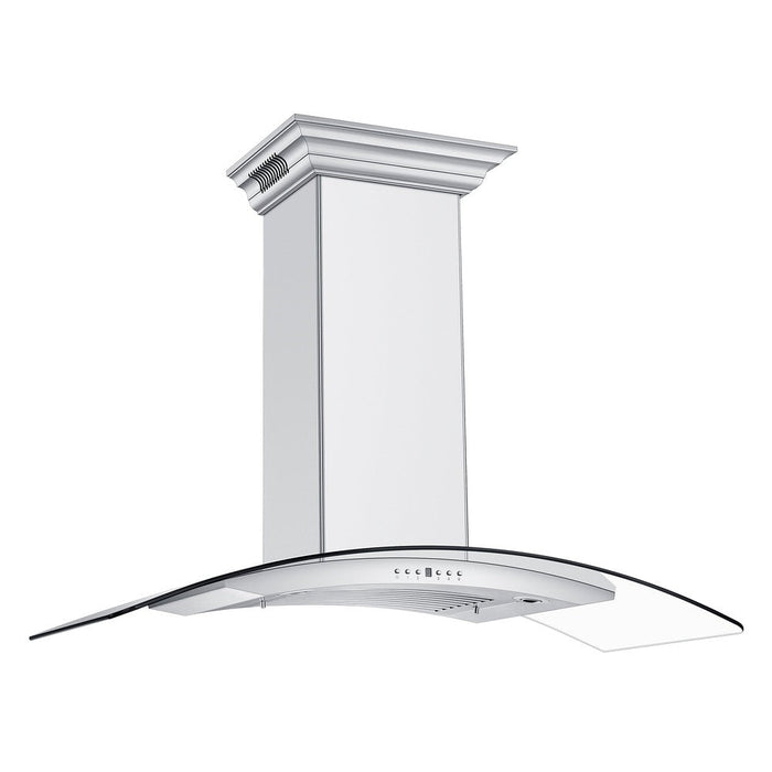 ZLINE Ducted Vent Wall Mount Range Hood in Stainless Steel and Glass with Built-in CrownSound Bluetooth Speakers (KN4CRN-BT)