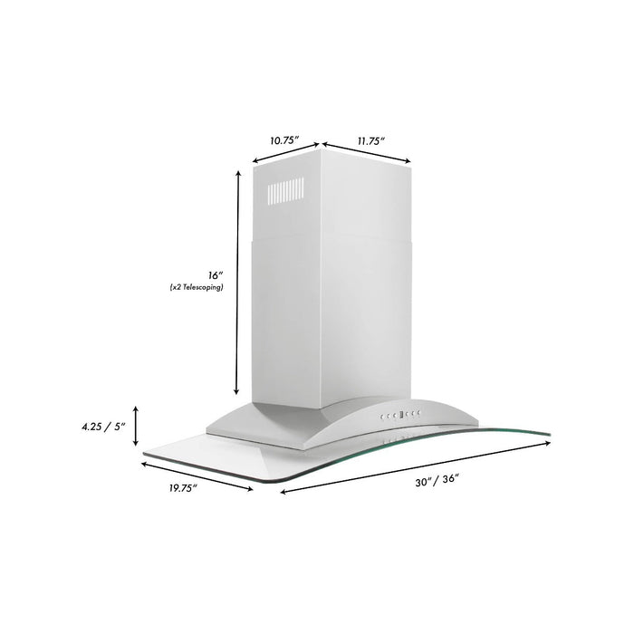 ZLINE 30 in. Convertible Vent Wall Mount Range Hood in Stainless Steel & Glass, KN-30