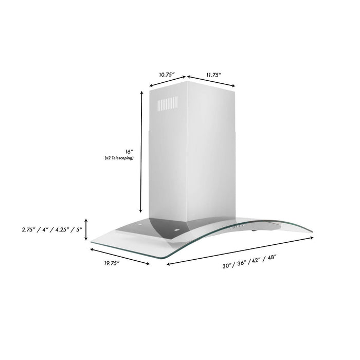 ZLINE 36 in. Convertible Vent Wall Mount Range Hood in Stainless Steel & Glass, KN4-36