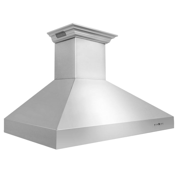 ZLINE Professional Wall Mount Range Hood in Stainless Steel with Built-in ZLINE CrownSound Bluetooth Speakers (697CRN-BT) 48 Inch side.