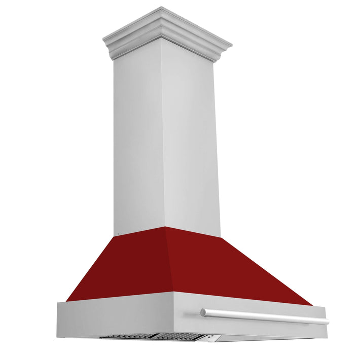 ZLINE 36 in. Stainless Steel Range Hood with Stainless Steel Handle (8654STX-36) Red Gloss