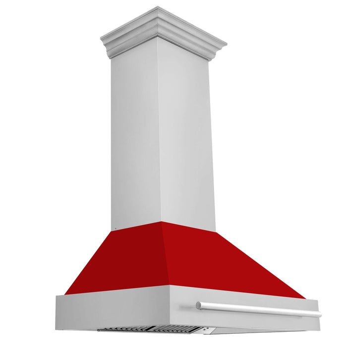 ZLINE 36 in. Stainless Steel Range Hood with Stainless Steel Handle (8654STX-36) Red Matte