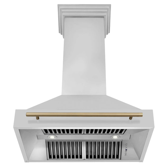 ZLINE Autograph Bronze Package - 36" Rangetop, 36" Range Hood, Dishwasher, Refrigerator, Microwave Oven