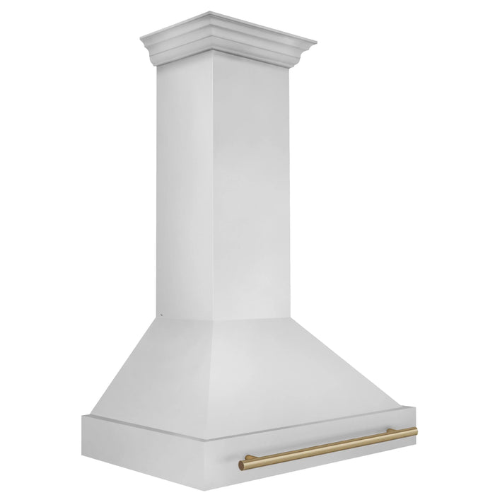 ZLINE 36 Inch Autograph Edition Stainless Steel Range Hood with Champagne Bronze Handle, 8654STZ-36-CB