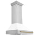 ZLINE Autograph Edition 36 in. Stainless Steel Range Hood with White Matte Shell and Accents (8654STZ-WM36) Champagne Bronze