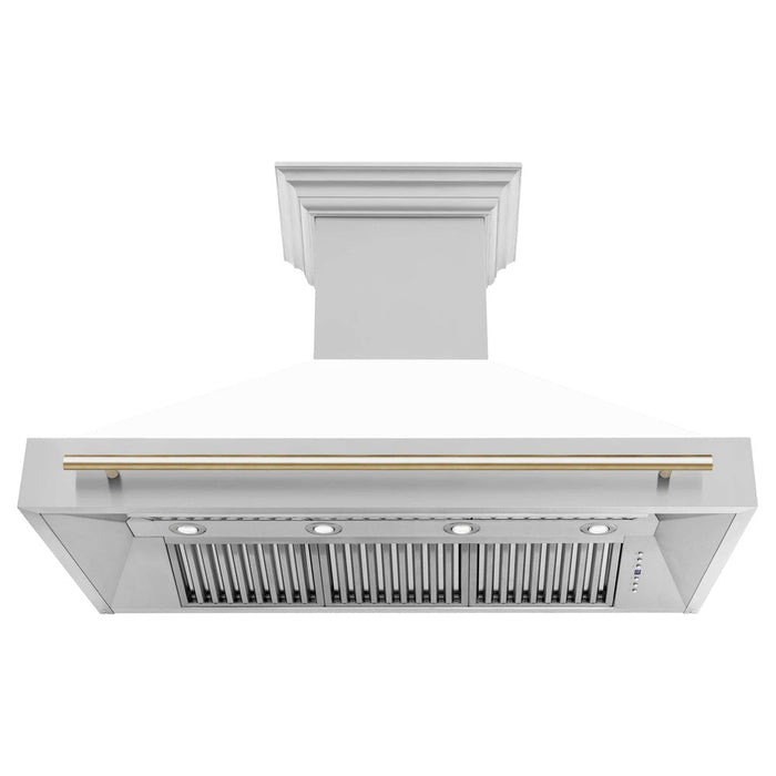 ZLINE Autograph Edition 48 in. Stainless Steel Range Hood with White Matte Shell and Accent Handle (8654STZ-WM48)