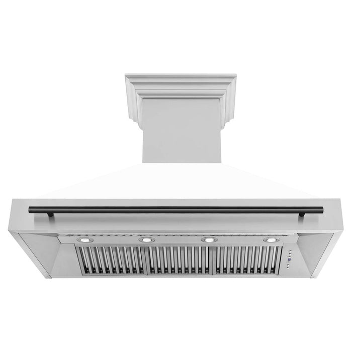 ZLINE Autograph Edition 48 in. Stainless Steel Range Hood with White Matte Shell and Accent Handle (8654STZ-WM48)