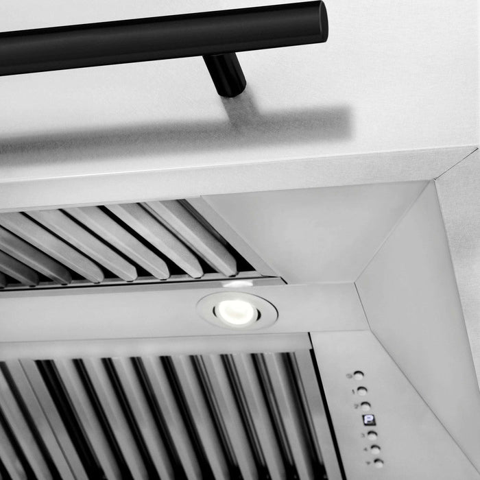 ZLINE Autograph Edition 30 in. Fingerprint Resistant Stainless Steel Range Hood with White Matte Shell and Accent Handle (8654SNZ-WM30)