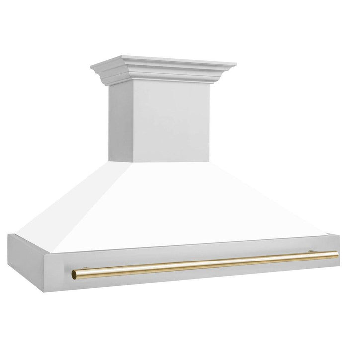 ZLINE Autograph Edition 48 in. Stainless Steel Range Hood with White Matte Shell and Accent Handle (8654STZ-WM48)