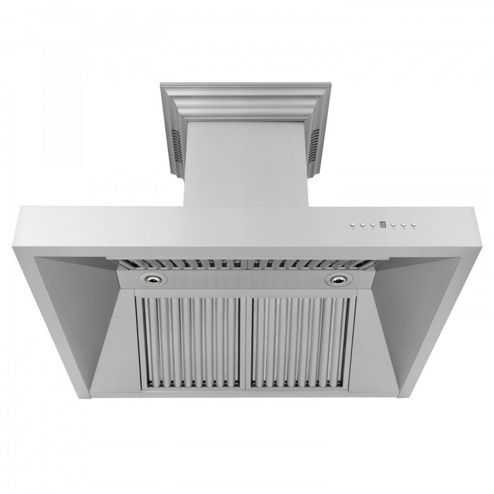 ZLINE 36 in. Stainless Steel Wall Range Hood with Built-in CrownSound® Bluetooth Speakers, 697CRN-BT-36