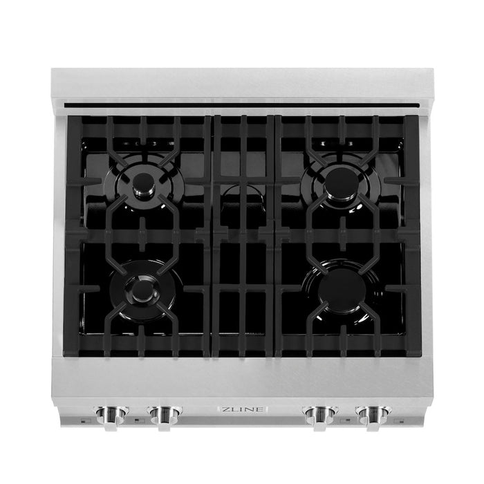 ZLINE 30 in. Porcelain Gas Rangetop in Fingerprint Resistant Stainless Steel with 4 Gas Burners (RTS-30)