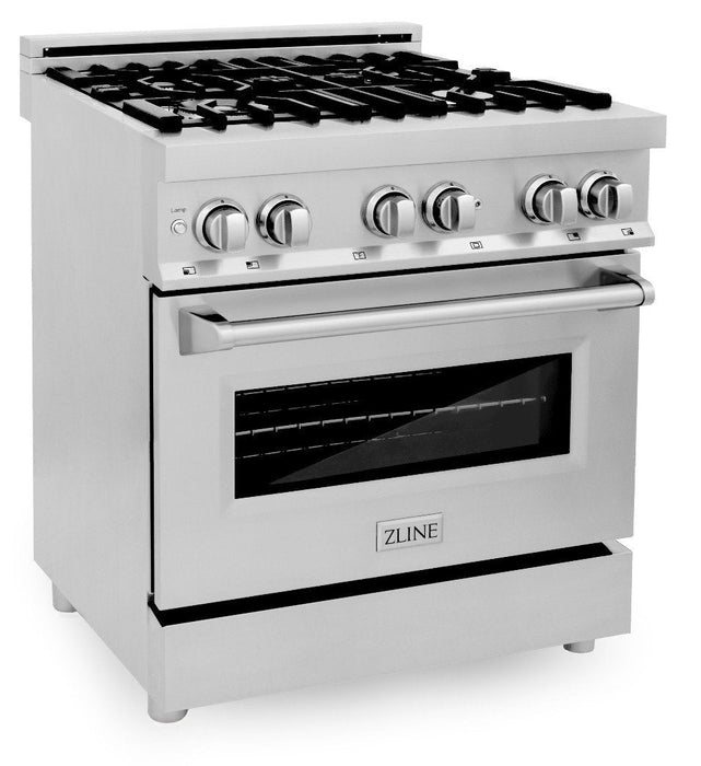 ZLINE Appliance Package - 30 in. Dual Fuel Range, Range Hood, 3 Rack Dishwasher, Refrigerator, 4KPR-RARH30-DWV