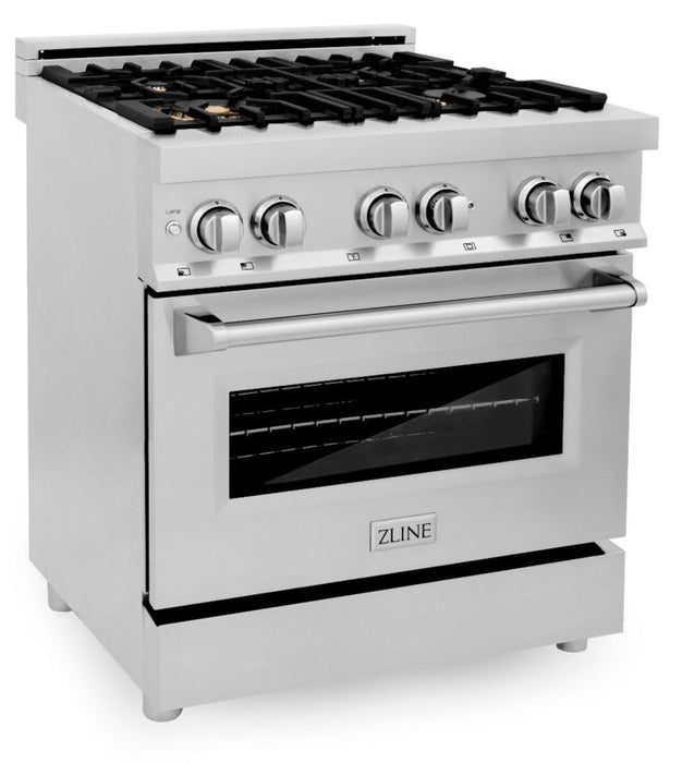 ZLINE 30 in. Professional Gas Burner/Electric Oven Stainless Steel Range with Brass Burners, RA-BR-30