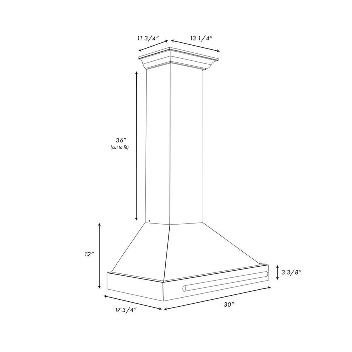 ZLINE Convertible Stainless Steel Range Hood with Black Matte Shell and Stainless Steel Handle (KB4STX-BLM)