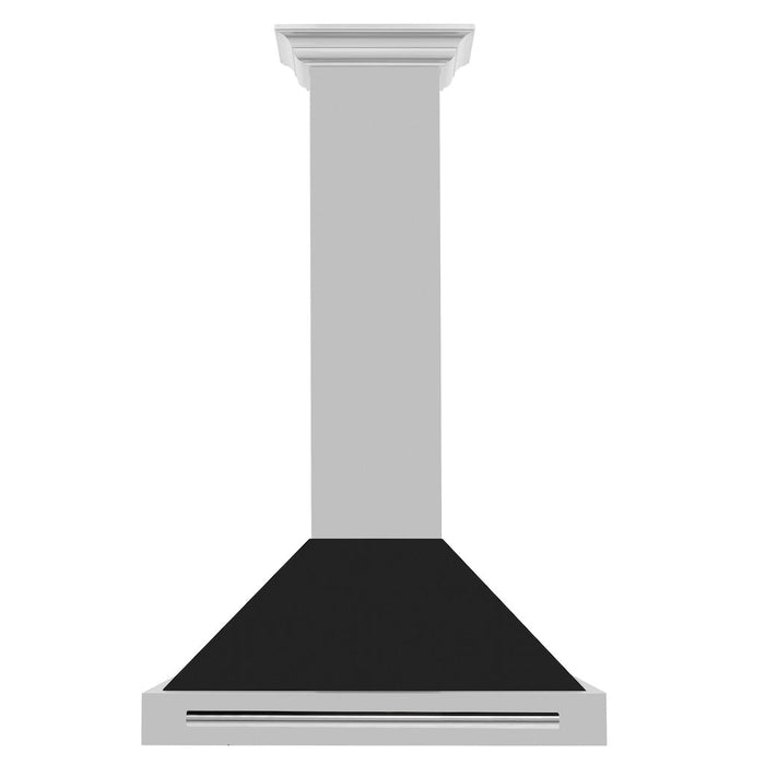 ZLINE Convertible Stainless Steel Range Hood with Black Matte Shell and Stainless Steel Handle (KB4STX-BLM)