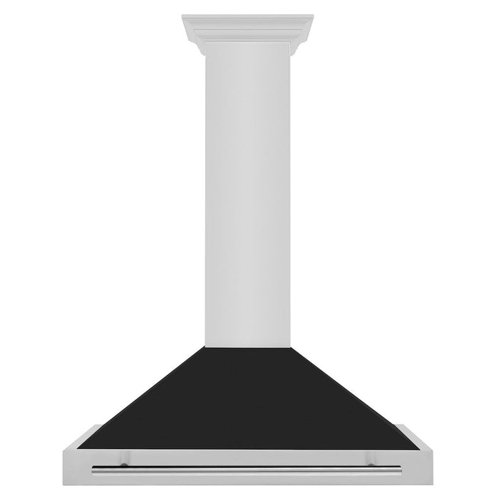 ZLINE Convertible Stainless Steel Range Hood with Black Matte Shell and Stainless Steel Handle (KB4STX-BLM)