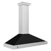 ZLINE Convertible Stainless Steel Range Hood with Black Matte Shell and Stainless Steel Handle (KB4STX-BLM) 48 Inch side.