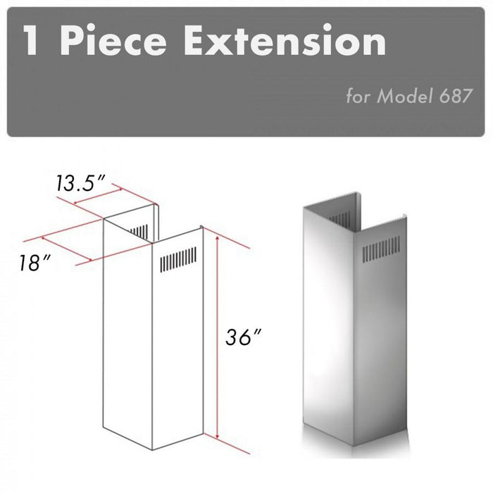 ZLINE 1-36 in. Chimney Extension for 9 ft. to 10 ft. Ceilings (1PCEXT-687)