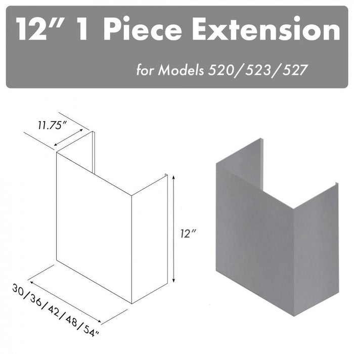 ZLINE 12 in. Chimney for 42 in. Under Cabinet Hoods (520/523/527-42-1FTEXT)