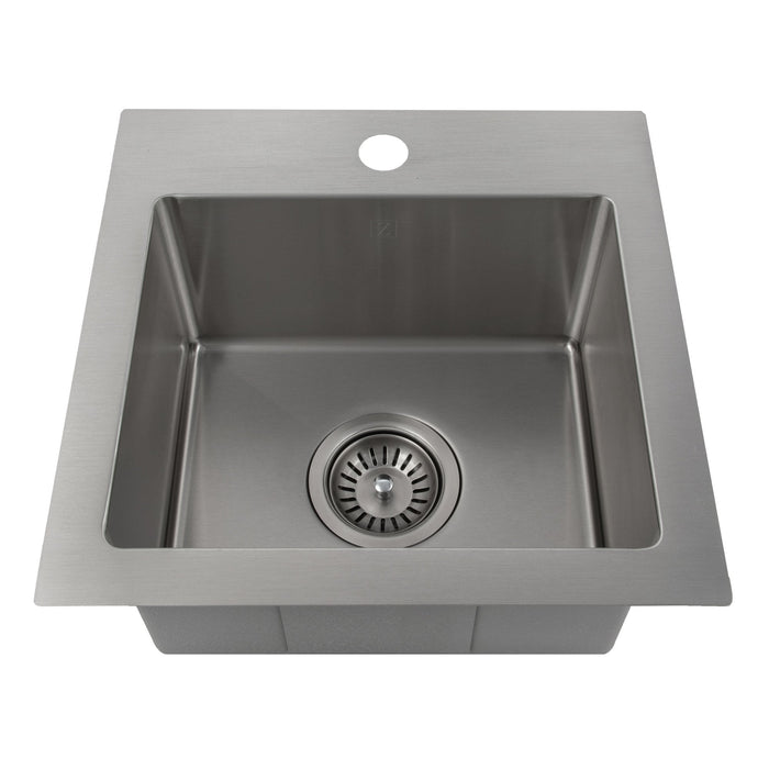 ZLINE 15 in. Donner Topmount Single Bowl Bar Kitchen Sink (STS-15) Stainless Steel