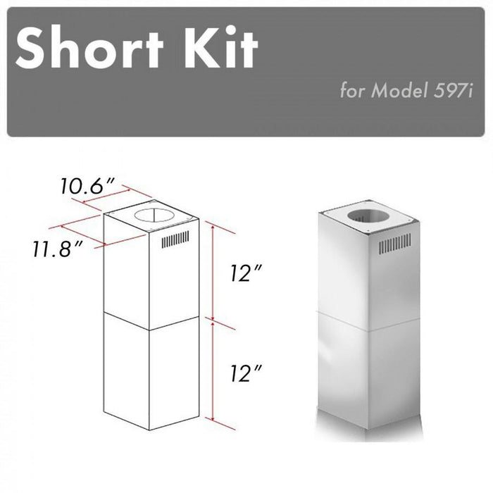 ZLINE 2-12 in. Short Chimney Pieces for 7.8 ft. to 8 ft. Ceilings (SK-597i)