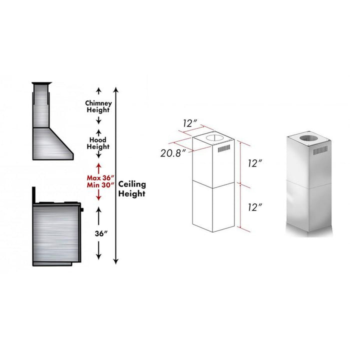 ZLINE 2-12 in. Short Chimney Pieces (SK-697i/KECOMi)