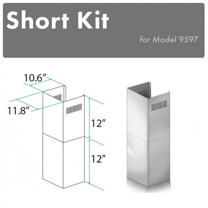 ZLINE 2-12 in. Short Chimney Pieces for 7 ft. to 8 ft. Ceilings (SK-9597)