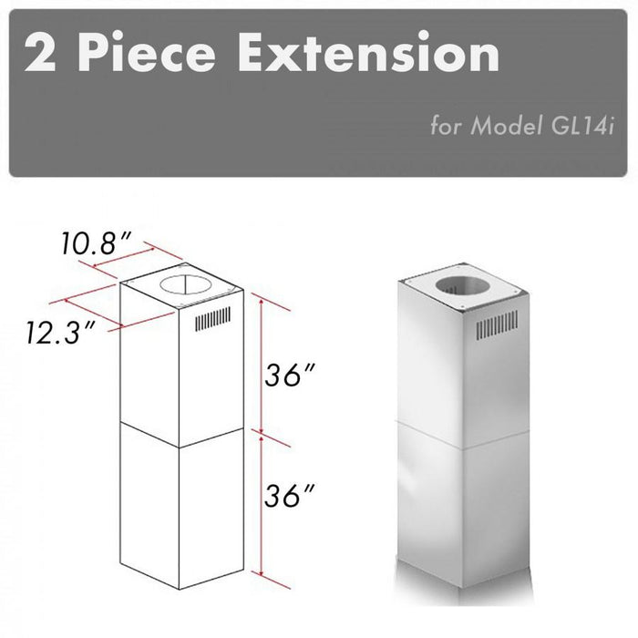 ZLINE 2-36 in. Chimney Extensions for 10 ft. to 12 ft. Ceilings (2PCEXT-GL14i)