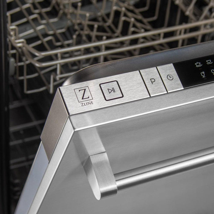 ZLINE 24 in. Top Control Dishwasher with Stainless Steel Panel and Traditional Style Handle, 52dBa (DW-304-H-24)