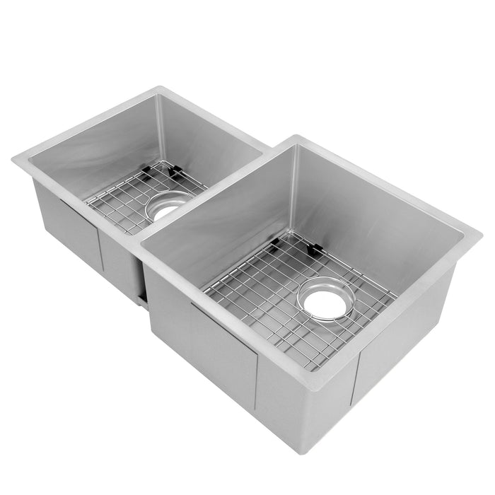 ZLINE 32 in. Jackson Undermount Double Bowl Kitchen Sink with Bottom Grid (SRDL-32) Stainless Steel